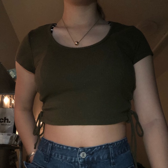 Navy green crop top - Picture 2 of 3
